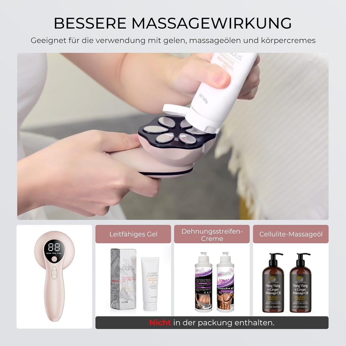 Oranmagic Massager / Anti-Cellulite Hand Massager with 4 Massage Heads