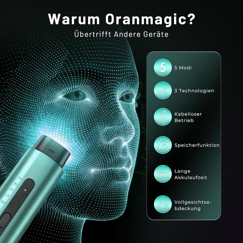 Oranmagic 5-in-1 RF Facial Massager, EMS Light Therapy Device, Electric Facial Massager